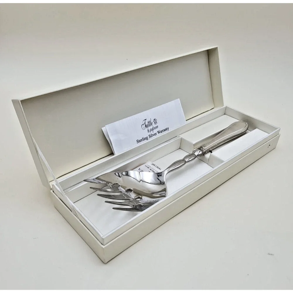 Tuttle Triumph Sterling Silver Serving Fork Modern Neiman Marcus ORIGINAL BOX